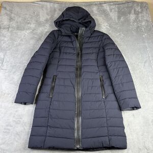 Michael Michael Kors Coat Womens XS Navy Packable Puffer Hooded Long Quilted